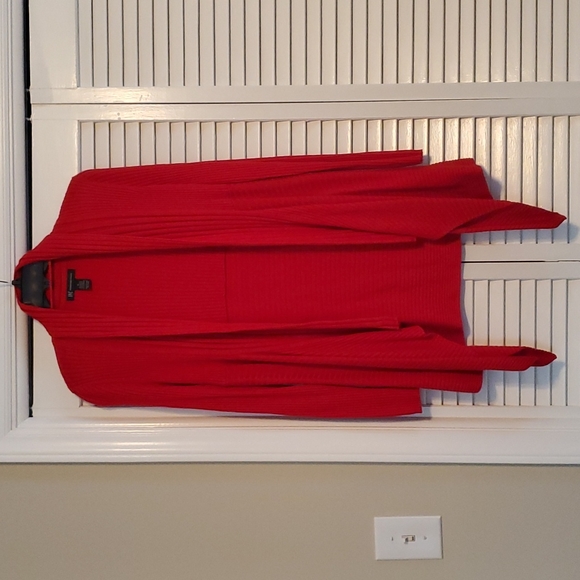 INC red drape cardigan.  Size M - Picture 1 of 4